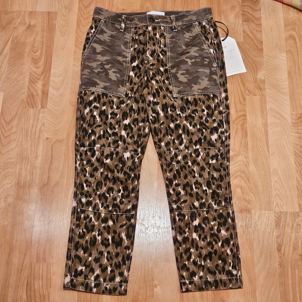 Current/Elliott Clean Weslan Pants Womens 26‎ Leopard Camo Print Cargo Utility - Picture 3 of 14